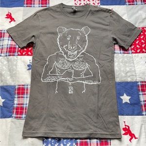 Bear Man muscle shirt teeshirt new gray white tee Next Level graphic